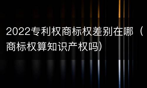 2022专利权商标权差别在哪（商标权算知识产权吗）