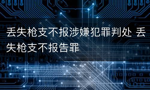 丢失枪支不报涉嫌犯罪判处 丢失枪支不报告罪