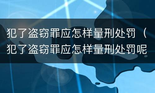 犯了盗窃罪应怎样量刑处罚（犯了盗窃罪应怎样量刑处罚呢）