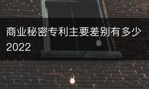 商业秘密专利主要差别有多少2022