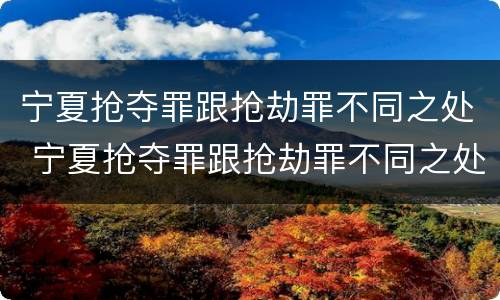 宁夏抢夺罪跟抢劫罪不同之处 宁夏抢夺罪跟抢劫罪不同之处在哪