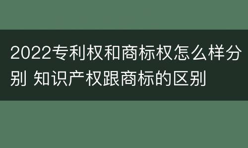 2022专利权和商标权怎么样分别 知识产权跟商标的区别