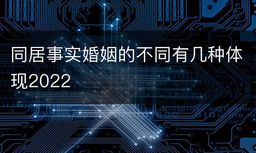 同居事实婚姻的不同有几种体现2022