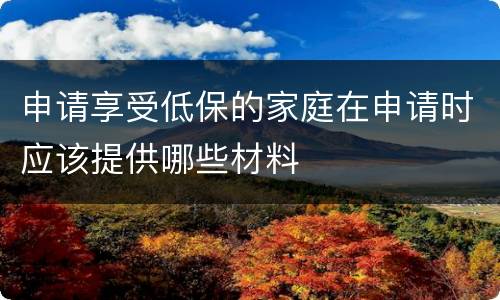 申请享受低保的家庭在申请时应该提供哪些材料