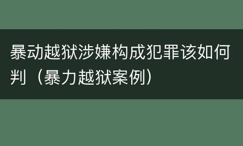 暴动越狱涉嫌构成犯罪该如何判（暴力越狱案例）