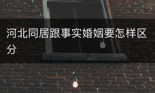 河北同居跟事实婚姻要怎样区分