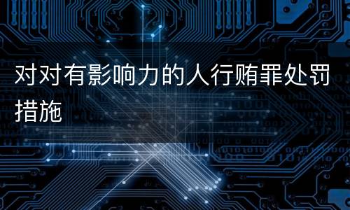 对对有影响力的人行贿罪处罚措施