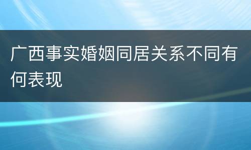 广西事实婚姻同居关系不同有何表现