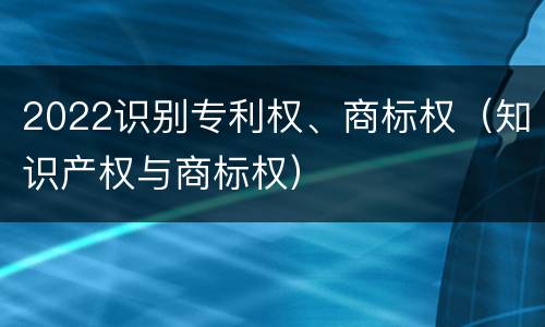 2022识别专利权、商标权（知识产权与商标权）