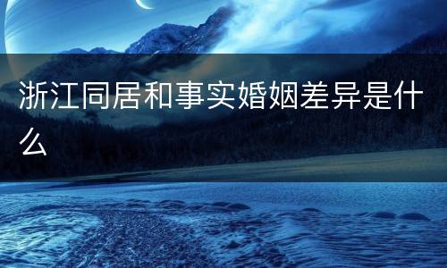 浙江同居和事实婚姻差异是什么