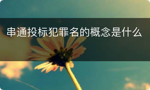 串通投标犯罪名的概念是什么