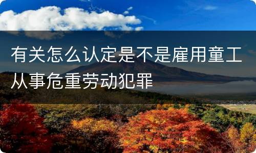 有关怎么认定是不是雇用童工从事危重劳动犯罪