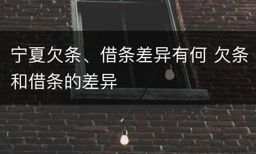 宁夏欠条、借条差异有何 欠条和借条的差异