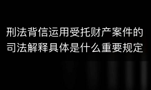 刑法背信运用受托财产案件的司法解释具体是什么重要规定