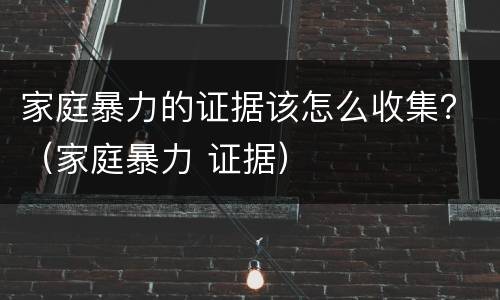 家庭暴力的证据该怎么收集?(家庭暴力 证据)
