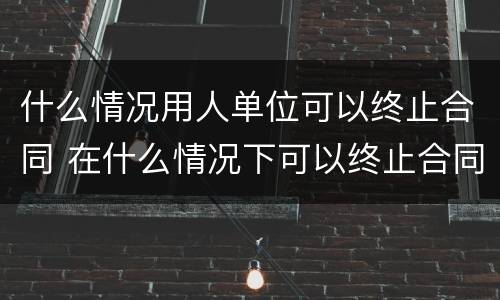 什么情况用人单位可以终止合同 在什么情况下可以终止合同