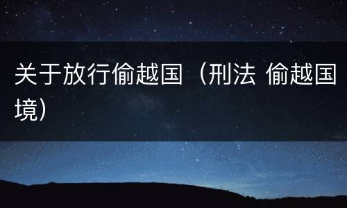 关于放行偷越国（刑法 偷越国境）