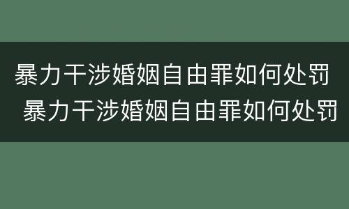 暴力干涉婚姻自由罪如何处罚 暴力干涉婚姻自由罪如何处罚的