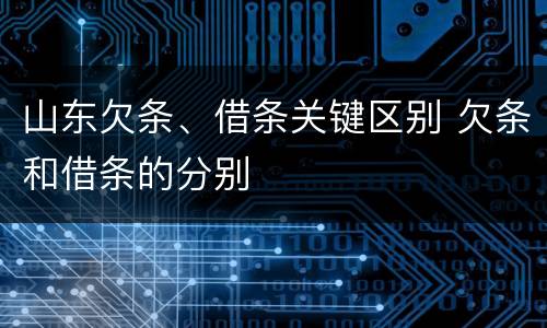 山东欠条、借条关键区别 欠条和借条的分别