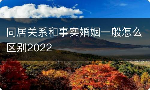 同居关系和事实婚姻一般怎么区别2022