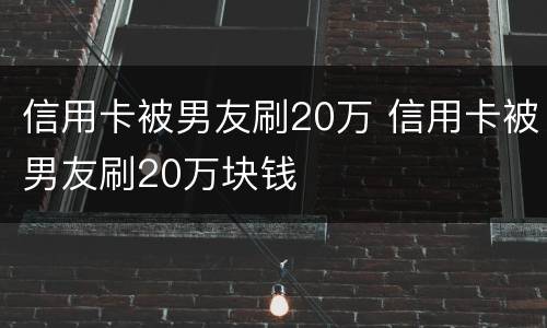 信用卡被男友刷20万 信用卡被男友刷20万块钱