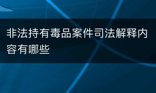 非法持有毒品案件司法解释内容有哪些