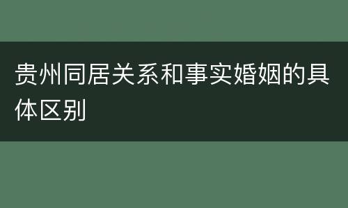 贵州同居关系和事实婚姻的具体区别