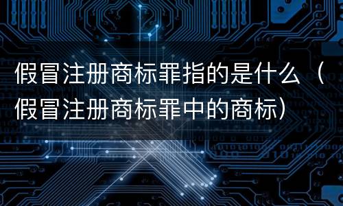 假冒注册商标罪指的是什么（假冒注册商标罪中的商标）