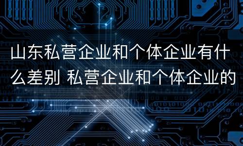 山东私营企业和个体企业有什么差别 私营企业和个体企业的区别