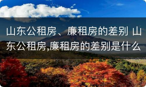 山东公租房、廉租房的差别 山东公租房,廉租房的差别是什么
