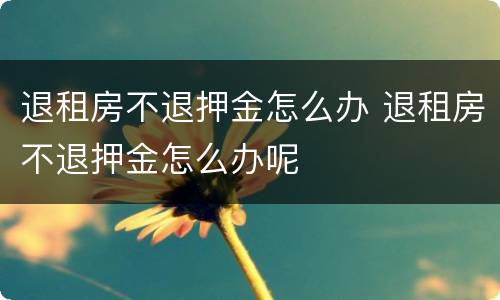 退租房不退押金怎么办 退租房不退押金怎么办呢