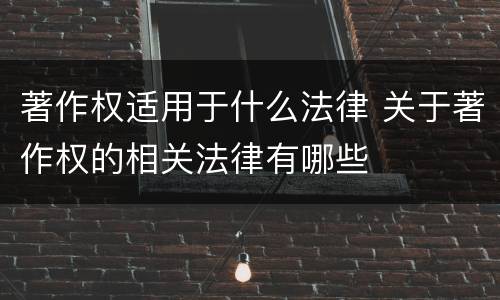 著作权适用于什么法律 关于著作权的相关法律有哪些