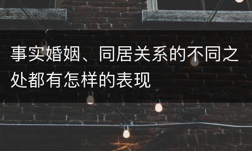 事实婚姻、同居关系的不同之处都有怎样的表现