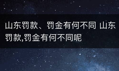 山东罚款、罚金有何不同 山东罚款,罚金有何不同呢