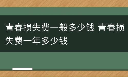 青春损失费一般多少钱 青春损失费一年多少钱