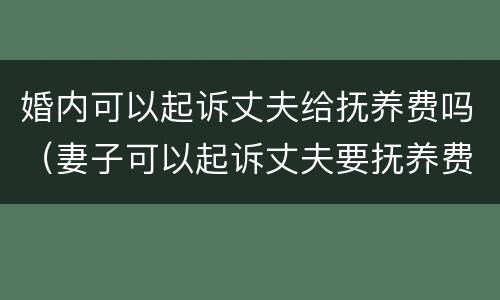 婚内可以起诉丈夫给抚养费吗（妻子可以起诉丈夫要抚养费的条件）