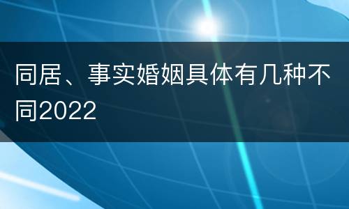 同居、事实婚姻具体有几种不同2022