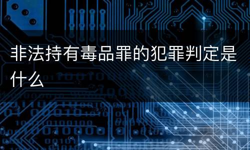 非法持有毒品罪的犯罪判定是什么