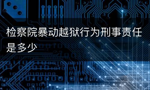 检察院暴动越狱行为刑事责任是多少