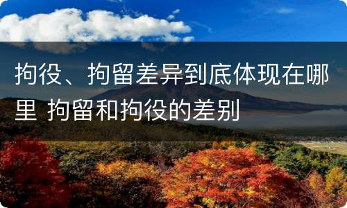 拘役、拘留差异到底体现在哪里 拘留和拘役的差别