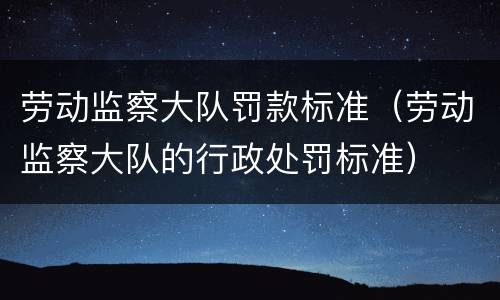 劳动监察大队罚款标准（劳动监察大队的行政处罚标准）