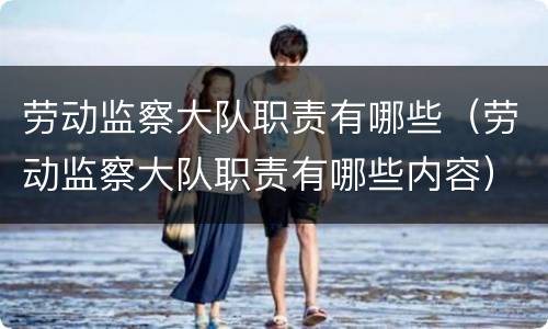 劳动监察大队职责有哪些（劳动监察大队职责有哪些内容）