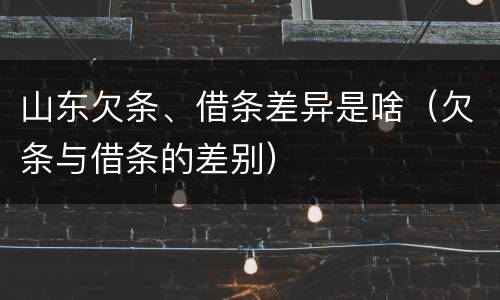 山东欠条、借条差异是啥（欠条与借条的差别）