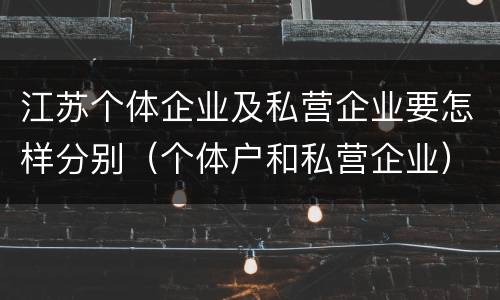 江苏个体企业及私营企业要怎样分别（个体户和私营企业）