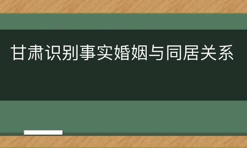 甘肃识别事实婚姻与同居关系