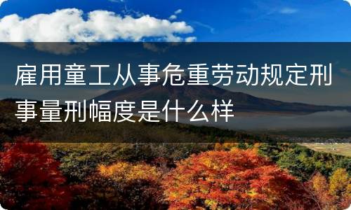 雇用童工从事危重劳动规定刑事量刑幅度是什么样