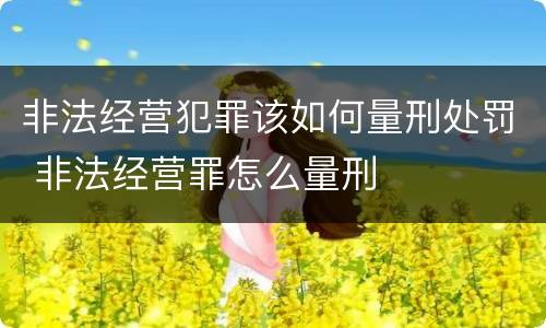 非法经营犯罪该如何量刑处罚 非法经营罪怎么量刑