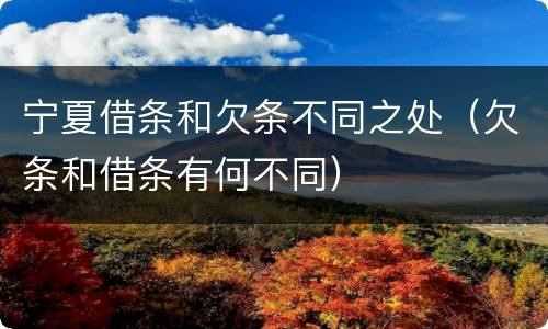 宁夏借条和欠条不同之处（欠条和借条有何不同）