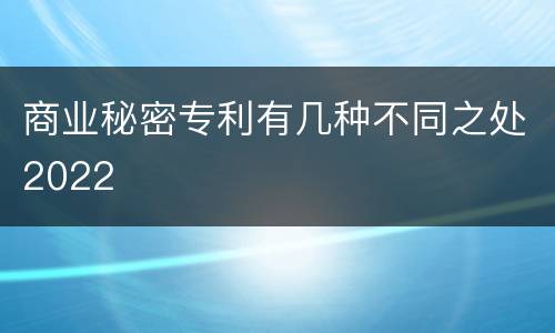 商业秘密专利有几种不同之处2022