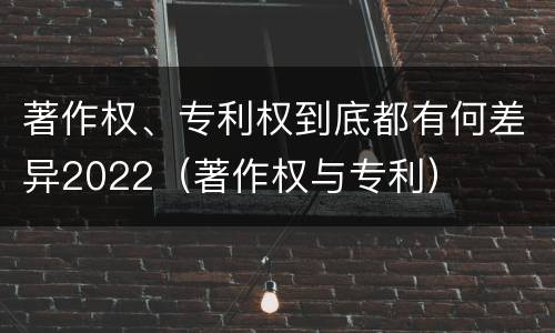 著作权、专利权到底都有何差异2022（著作权与专利）